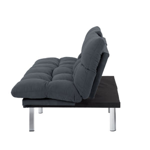English Elm Multifunctional Velvet Sleeper Sofa Foldable 2 Seater Corduroy Couch for Studio Apartments Dark Gray B347P421475