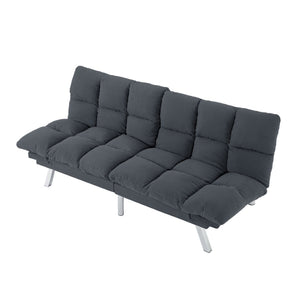 English Elm Multifunctional Velvet Sleeper Sofa Foldable 2 Seater Corduroy Couch for Studio Apartments Dark Gray B347P421475