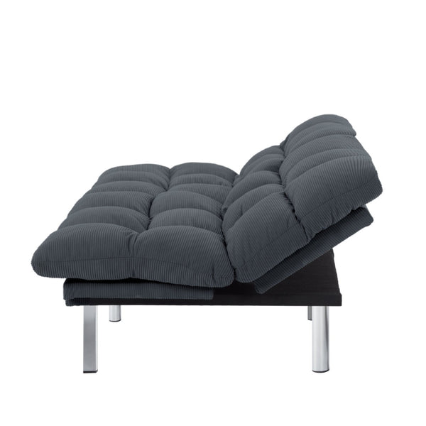 English Elm Multifunctional Velvet Sleeper Sofa Foldable 2 Seater Corduroy Couch for Studio Apartments Dark Gray B347P421475
