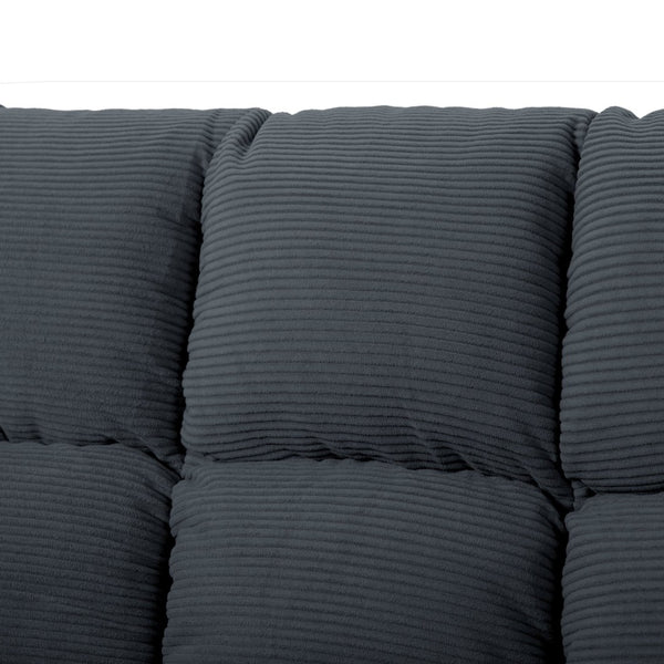 English Elm Multifunctional Velvet Sleeper Sofa Foldable 2 Seater Corduroy Couch for Studio Apartments Dark Gray B347P421475