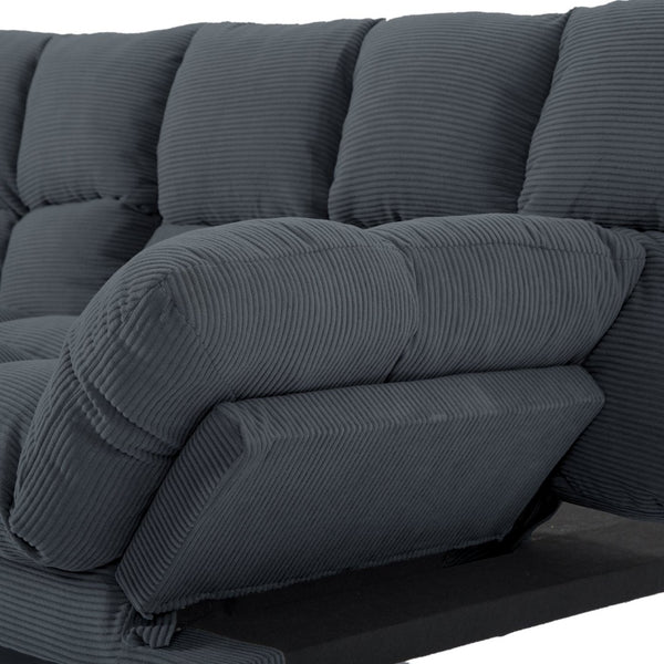 English Elm Multifunctional Velvet Sleeper Sofa Foldable 2 Seater Corduroy Couch for Studio Apartments Dark Gray B347P421475