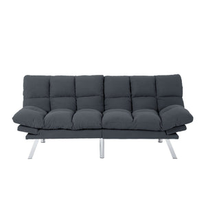 English Elm Multifunctional Velvet Sleeper Sofa Foldable 2 Seater Corduroy Couch for Studio Apartments Dark Gray B347P421475