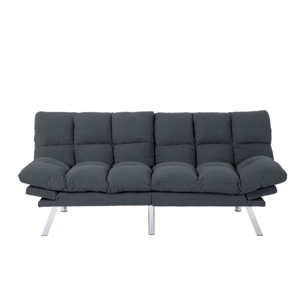 English Elm Multifunctional Velvet Sleeper Sofa Foldable 2 Seater Corduroy Couch for Studio Apartments Dark Gray B347P421475