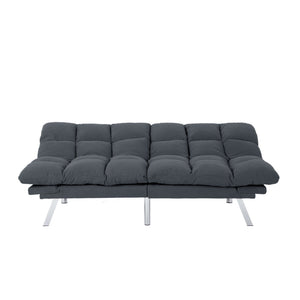 English Elm Multifunctional Velvet Sleeper Sofa Foldable 2 Seater Corduroy Couch for Studio Apartments Dark Gray B347P421475