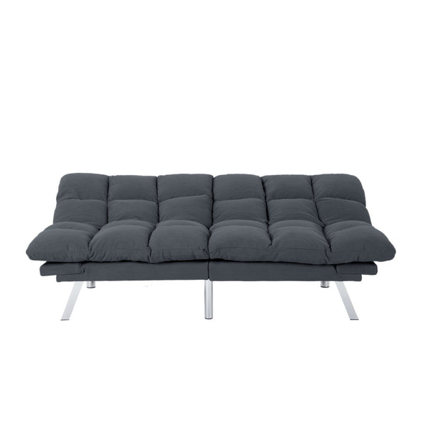 English Elm Multifunctional Velvet Sleeper Sofa Foldable 2 Seater Corduroy Couch for Studio Apartments Dark Gray B347P421475