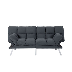 English Elm Multifunctional Velvet Sleeper Sofa Foldable 2 Seater Corduroy Couch for Studio Apartments Dark Gray B347P421475