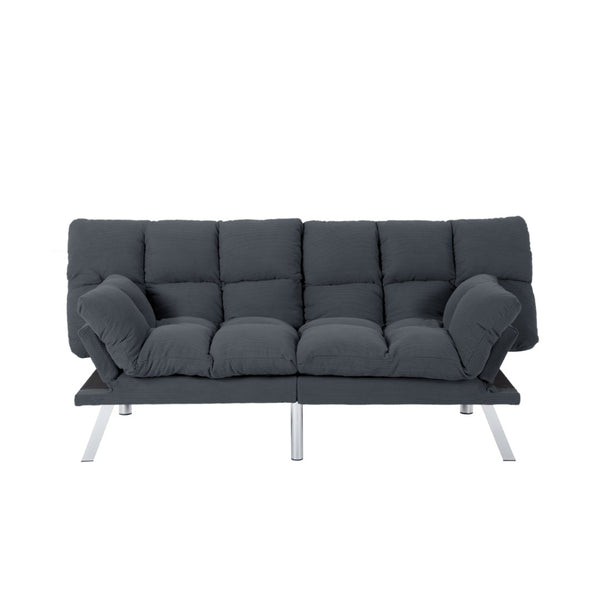 English Elm Multifunctional Velvet Sleeper Sofa Foldable 2 Seater Corduroy Couch for Studio Apartments Dark Gray B347P421475