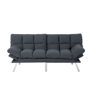 English Elm Multifunctional Velvet Sleeper Sofa Foldable 2 Seater Corduroy Couch for Studio Apartments Dark Gray B347P421475