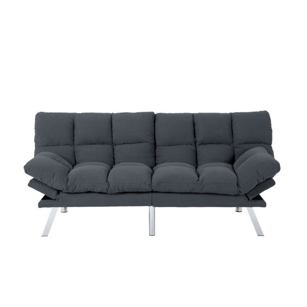 English Elm Multifunctional Velvet Sleeper Sofa Foldable 2 Seater Corduroy Couch for Studio Apartments Dark Gray B347P421475