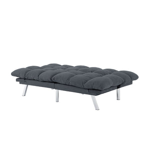 English Elm Multifunctional Velvet Sleeper Sofa Foldable 2 Seater Corduroy Couch for Studio Apartments Dark Gray B347P421475
