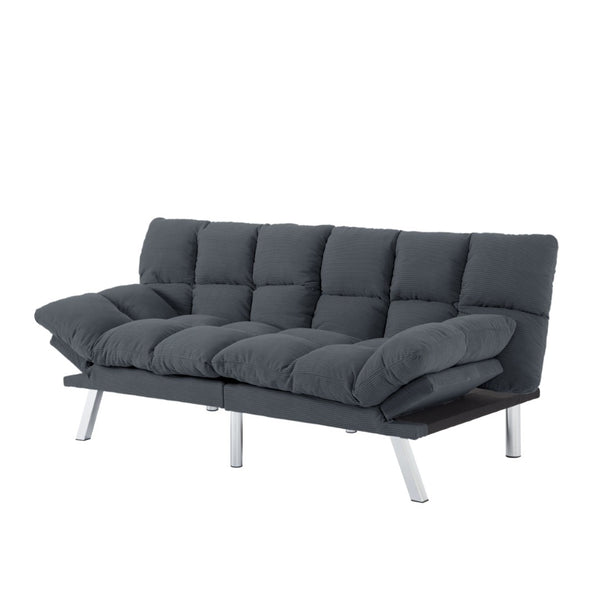 English Elm Multifunctional Velvet Sleeper Sofa Foldable 2 Seater Corduroy Couch for Studio Apartments Dark Gray B347P421475