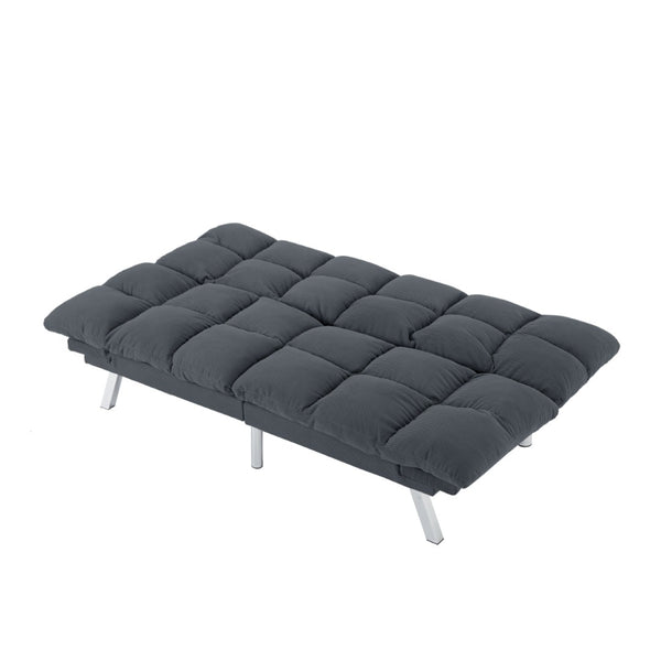 English Elm Multifunctional Velvet Sleeper Sofa Foldable 2 Seater Corduroy Couch for Studio Apartments Dark Gray B347P421475
