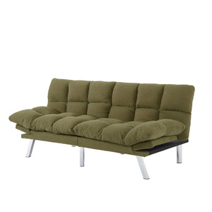 English Elm Multifunctional Velvet Sleeper Sofa Foldable 2 Seater Corduroy Couch for Studio Apartments Green B347P421507