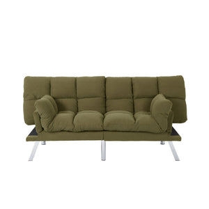 English Elm Multifunctional Velvet Sleeper Sofa Foldable 2 Seater Corduroy Couch for Studio Apartments Green B347P421507