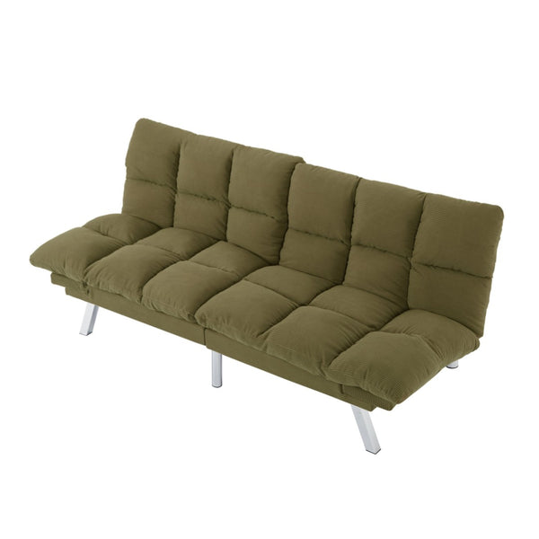 English Elm Multifunctional Velvet Sleeper Sofa Foldable 2 Seater Corduroy Couch for Studio Apartments Green B347P421507