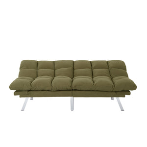 English Elm Multifunctional Velvet Sleeper Sofa Foldable 2 Seater Corduroy Couch for Studio Apartments Green B347P421507