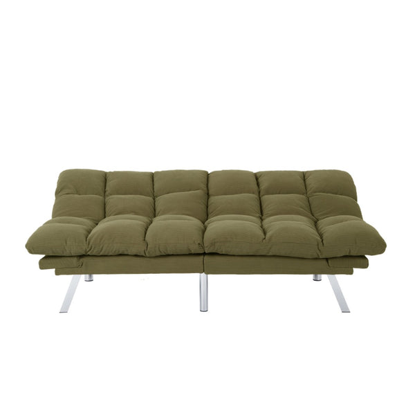 English Elm Multifunctional Velvet Sleeper Sofa Foldable 2 Seater Corduroy Couch for Studio Apartments Green B347P421507