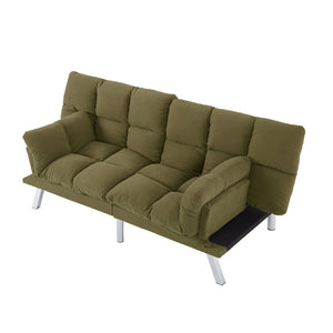 English Elm Multifunctional Velvet Sleeper Sofa Foldable 2 Seater Corduroy Couch for Studio Apartments Green B347P421507