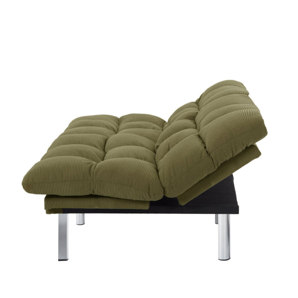 English Elm Multifunctional Velvet Sleeper Sofa Foldable 2 Seater Corduroy Couch for Studio Apartments Green B347P421507