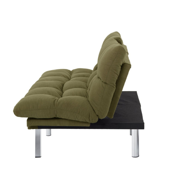 English Elm Multifunctional Velvet Sleeper Sofa Foldable 2 Seater Corduroy Couch for Studio Apartments Green B347P421507