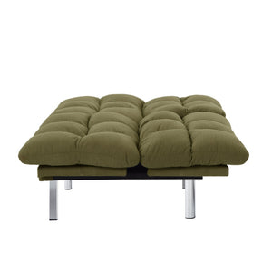 English Elm Multifunctional Velvet Sleeper Sofa Foldable 2 Seater Corduroy Couch for Studio Apartments Green B347P421507