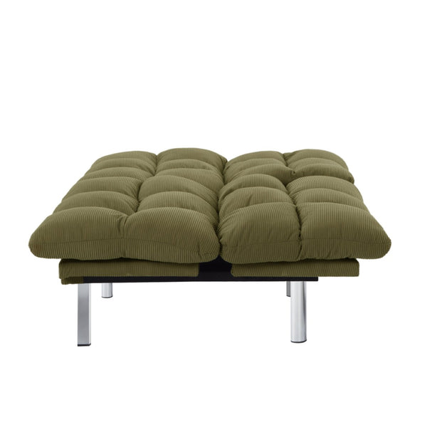English Elm Multifunctional Velvet Sleeper Sofa Foldable 2 Seater Corduroy Couch for Studio Apartments Green B347P421507