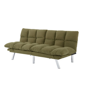 English Elm Multifunctional Velvet Sleeper Sofa Foldable 2 Seater Corduroy Couch for Studio Apartments Green B347P421507