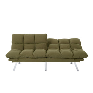 English Elm Multifunctional Velvet Sleeper Sofa Foldable 2 Seater Corduroy Couch for Studio Apartments Green B347P421507
