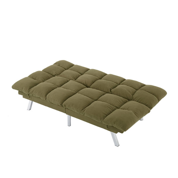 English Elm Multifunctional Velvet Sleeper Sofa Foldable 2 Seater Corduroy Couch for Studio Apartments Green B347P421507