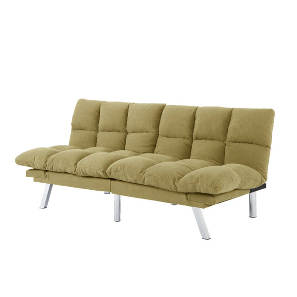 English Elm Multifunctional Velvet Sleeper Sofa Foldable 2 Seater Corduroy Couch for Studio Apartments Yellow B347P421515