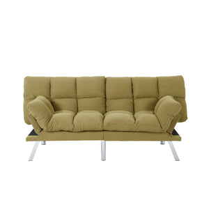 English Elm Multifunctional Velvet Sleeper Sofa Foldable 2 Seater Corduroy Couch for Studio Apartments Yellow B347P421515