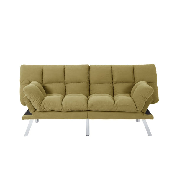 English Elm Multifunctional Velvet Sleeper Sofa Foldable 2 Seater Corduroy Couch for Studio Apartments Yellow B347P421515