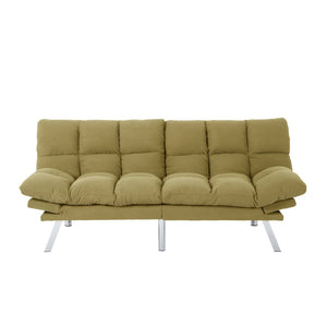 English Elm Multifunctional Velvet Sleeper Sofa Foldable 2 Seater Corduroy Couch for Studio Apartments Yellow B347P421515