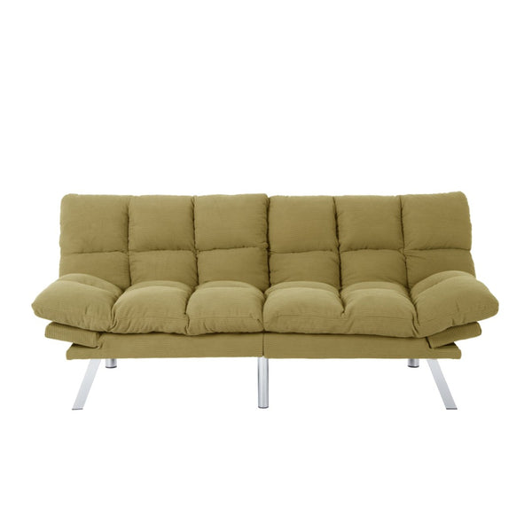 English Elm Multifunctional Velvet Sleeper Sofa Foldable 2 Seater Corduroy Couch for Studio Apartments Yellow B347P421515