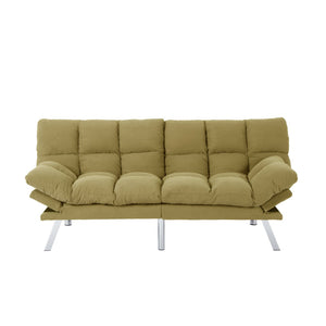 English Elm Multifunctional Velvet Sleeper Sofa Foldable 2 Seater Corduroy Couch for Studio Apartments Yellow B347P421515