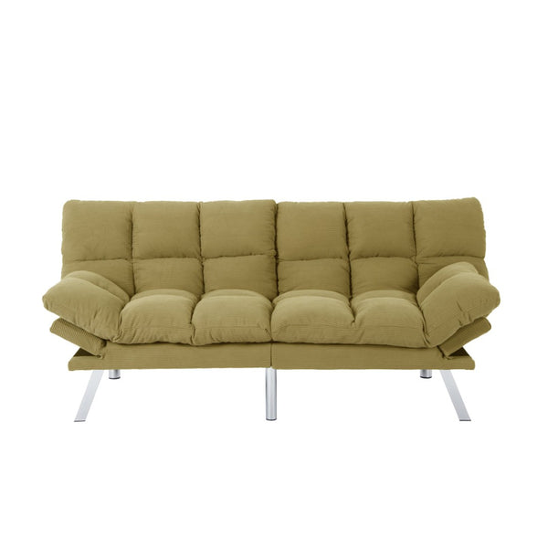English Elm Multifunctional Velvet Sleeper Sofa Foldable 2 Seater Corduroy Couch for Studio Apartments Yellow B347P421515