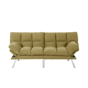 English Elm Multifunctional Velvet Sleeper Sofa Foldable 2 Seater Corduroy Couch for Studio Apartments Yellow B347P421515