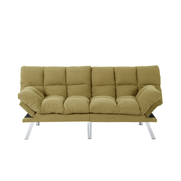 English Elm Multifunctional Velvet Sleeper Sofa Foldable 2 Seater Corduroy Couch for Studio Apartments Yellow B347P421515