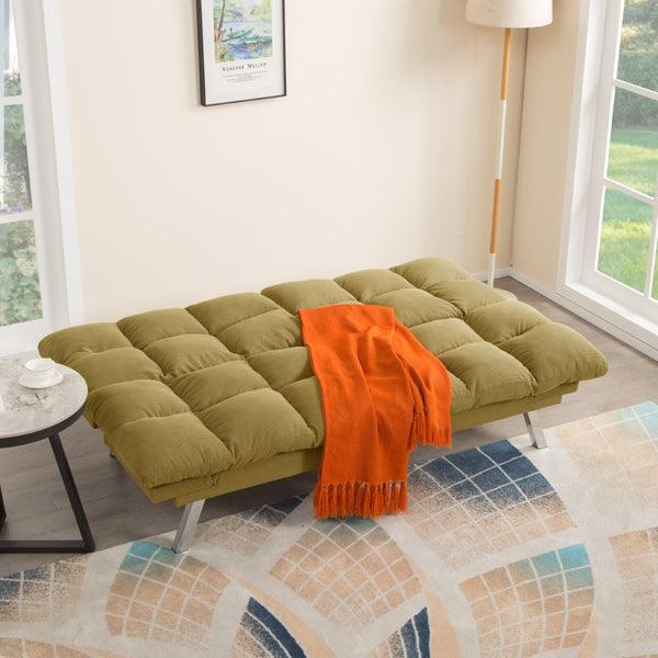 English Elm Multifunctional Velvet Sleeper Sofa Foldable 2 Seater Corduroy Couch for Studio Apartments Yellow B347P421515