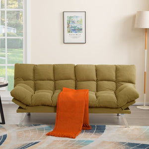 English Elm Multifunctional Velvet Sleeper Sofa Foldable 2 Seater Corduroy Couch for Studio Apartments Yellow B347P421515