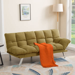 English Elm Multifunctional Velvet Sleeper Sofa Foldable 2 Seater Corduroy Couch for Studio Apartments Yellow B347P421515