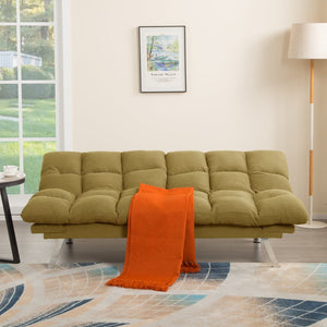 English Elm Multifunctional Velvet Sleeper Sofa Foldable 2 Seater Corduroy Couch for Studio Apartments Yellow B347P421515