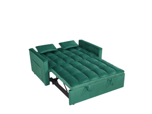English Elm Modern Velvet 2 Seat Pull Out Sleeper Sofa Solid Wood Frame for Small Spaces Green B347P426096