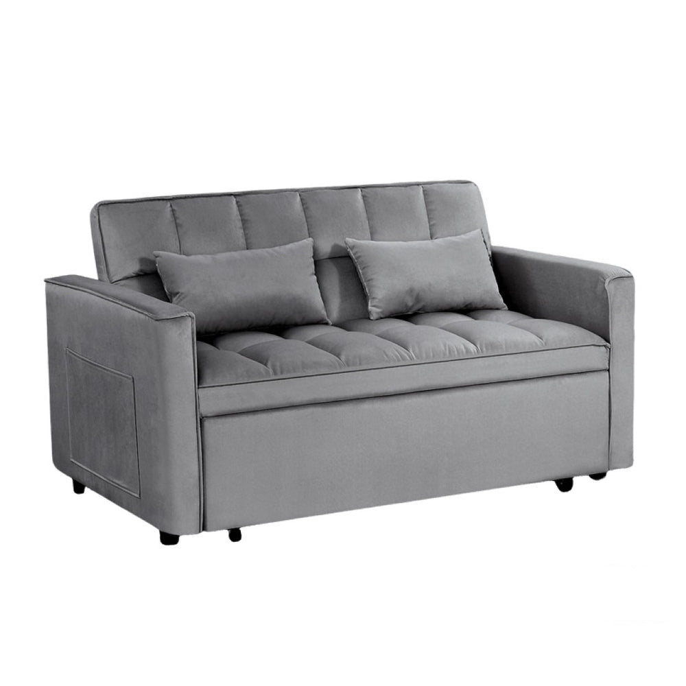 English Elm Modern Velvet 2 Seat Pull Out Sleeper Sofa Solid Wood Frame for Small Spaces Dark Gray B347P426153