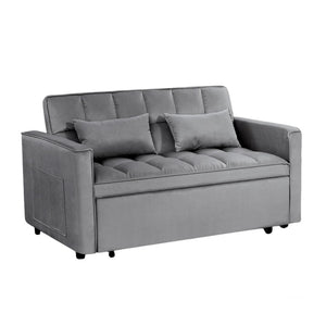 English Elm Modern Velvet 2 Seat Pull Out Sleeper Sofa Solid Wood Frame for Small Spaces Dark Gray B347P426153