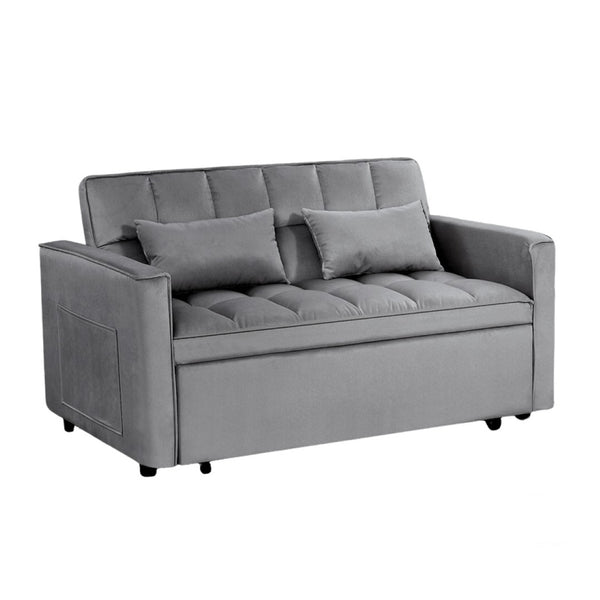 English Elm Modern Velvet 2 Seat Pull Out Sleeper Sofa Solid Wood Frame for Small Spaces Dark Gray B347P426153