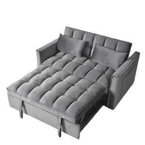 English Elm Modern Velvet 2 Seat Pull Out Sleeper Sofa Solid Wood Frame for Small Spaces Dark Gray B347P426153