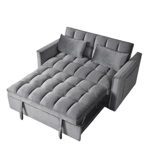 English Elm Modern Velvet 2 Seat Pull Out Sleeper Sofa Solid Wood Frame for Small Spaces Dark Gray B347P426153