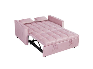 English Elm Modern Velvet 2 Seat Pull Out Sleeper Sofa Solid Wood Frame for Small Spaces Pink B347P426159
