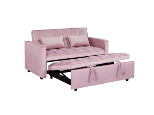 English Elm Modern Velvet 2 Seat Pull Out Sleeper Sofa Solid Wood Frame for Small Spaces Pink B347P426159